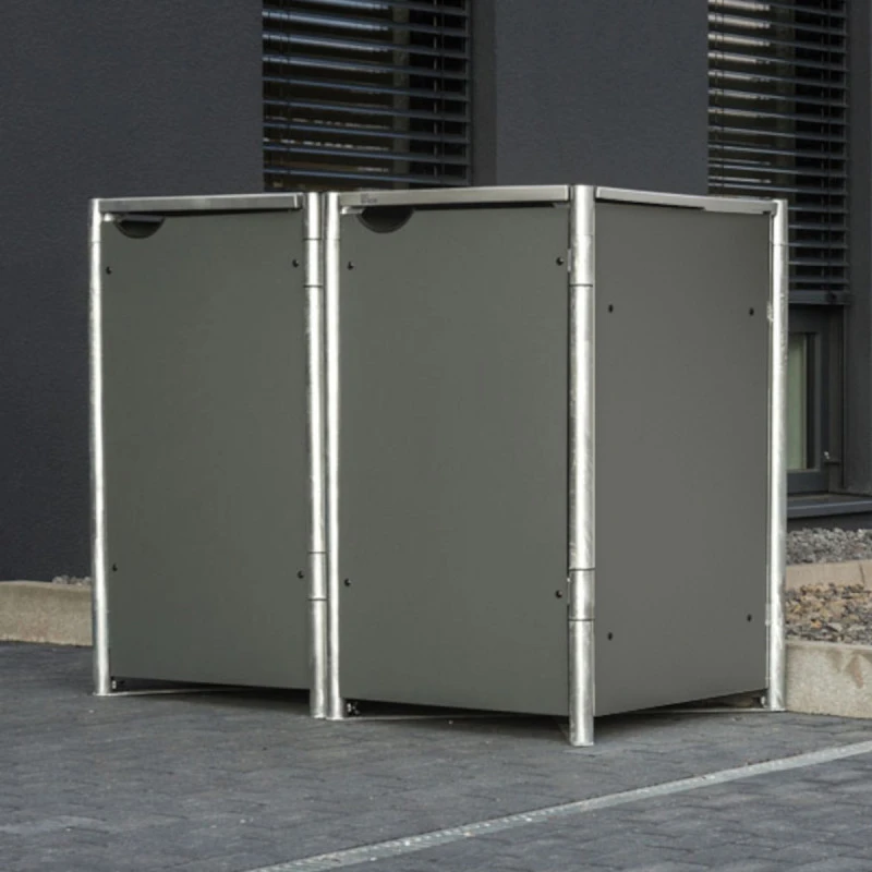 Cache-poubelle 2 Compartiments Müllbox En Aluminium Gris 2x240L – HIDE 4 Cache-poubelle 2 Compartiments Müllbox En Aluminium Gris 2x240L – HIDE – Image 2