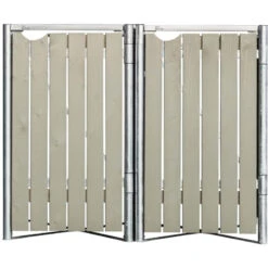 Cache-poubelle 2 Compartiments Müllbox En Bois Traité Gris 2x240L – HIDE -Boutique De Jardin cache poubelle 2 compartiments mullbox en bois traite gris 2x240l hide 2