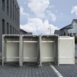 Cache-poubelle 3 Compartiments Müllbox En Aluminium Noir 3x140L – HIDE -Boutique De Jardin cache poubelle 3 compartiments mullbox en aluminium noir 3x140l hide 3