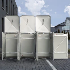 Cache-poubelle 3 Compartiments Müllbox En Aluminium Noir 3x140L – HIDE -Boutique De Jardin cache poubelle 3 compartiments mullbox en aluminium noir 3x140l hide 4