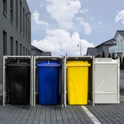 Cache-poubelle 3 Compartiments Müllbox En Aluminium Noir 3x140L – HIDE -Boutique De Jardin cache poubelle 3 compartiments mullbox en aluminium noir 3x140l hide 5