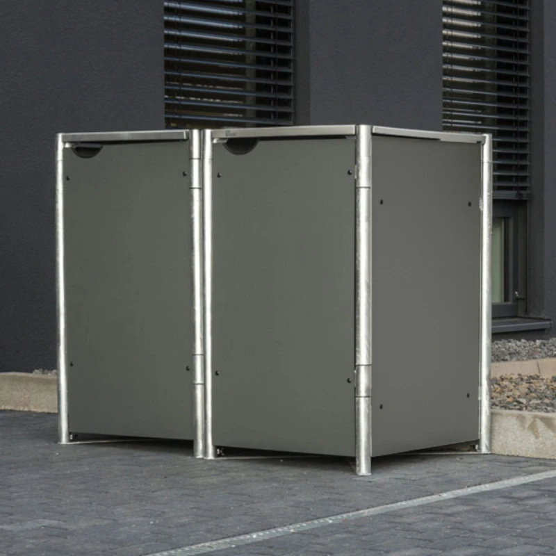 Cache-poubelle 2 Compartiments Müllbox En Aluminium Gris 2x140L – HIDE 6 Cache-poubelle 2 Compartiments Müllbox En Aluminium Gris 2x140L – HIDE – Image 4
