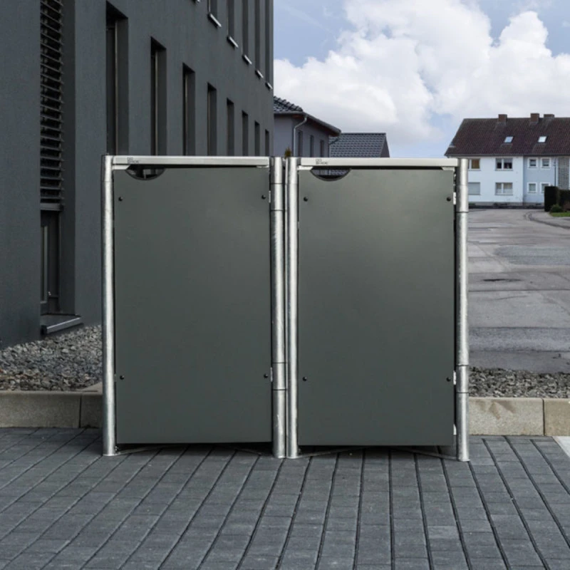 Cache-poubelle 2 Compartiments Müllbox En Aluminium Gris 2x140L – HIDE 7 Cache-poubelle 2 Compartiments Müllbox En Aluminium Gris 2x140L – HIDE – Image 5