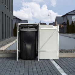 Cache-poubelle Müllbox En Aluminium Noir 140L – HIDE -Boutique De Jardin cache poubelle mullbox en aluminium noir 140l hide 5