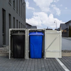 Cache-poubelle 2 Compartiments Müllbox En Aluminium Noir 2x140L – HIDE -Boutique De Jardin cache poubelle mullbox en aluminium noir 2x140l hide 5