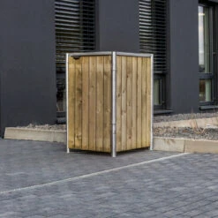 Cache-poubelle Müllbox En Bois Traité Naturel 140L – HIDE -Boutique De Jardin cache poubelle mullbox en bois traite 2x140l hide 2