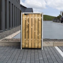 Cache-poubelle Müllbox En Bois Traité Naturel 140L – HIDE -Boutique De Jardin cache poubelle mullbox en bois traite 2x140l hide 3