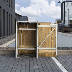 Cache-poubelle Müllbox En Bois Traité Naturel 140L – HIDE -Boutique De Jardin cache poubelle mullbox en bois traite 2x140l hide 4