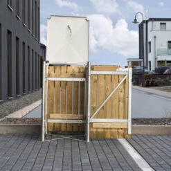 Cache-poubelle Müllbox En Bois Traité Naturel 140L – HIDE -Boutique De Jardin cache poubelle mullbox en bois traite 2x140l hide 5