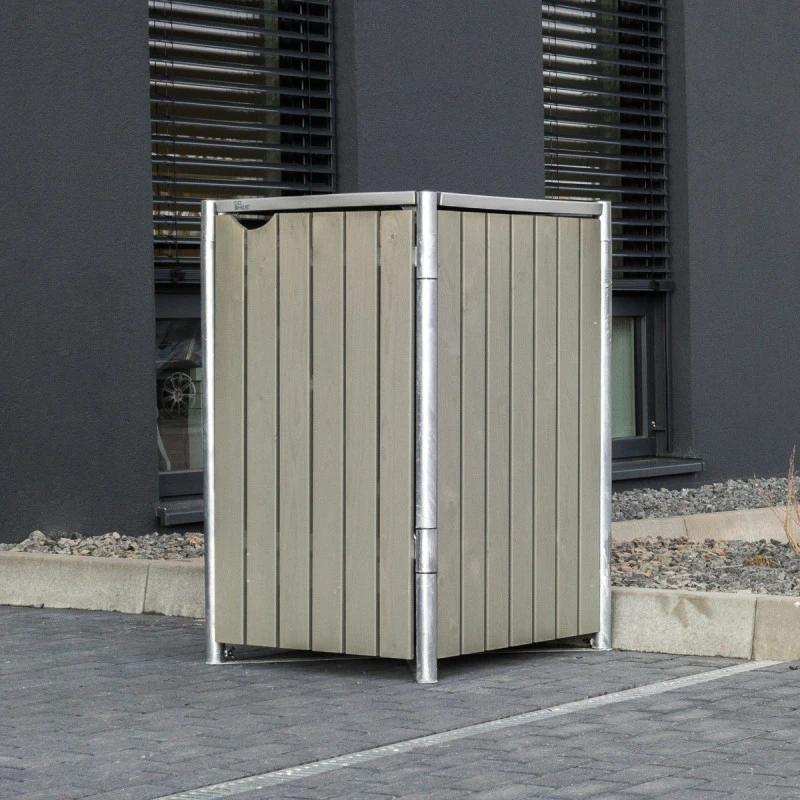 Cache-poubelle Müllbox En Bois Traité Gris 240L – HIDE 3 Cache-poubelle Müllbox En Bois Traité Gris 240L – HIDE