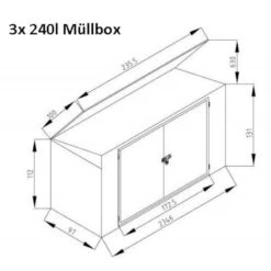 Cache-poubelle Triple 235x100x131cm En Acier Pour Conteneurs 240L – Westmann -Boutique De Jardin cache poubelle triple 235x100x131cm en acier pour conteneurs 240l westmann 5