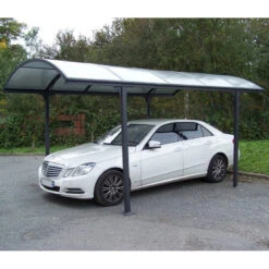 Carport 1 Voiture 14,62m² En Aluminium Et Polycarbonate 6mm ANTI-UV - Habrita -Boutique De Jardin carport 1 voiture avec toit arrondi en aluminium et polycarbonate anti uv 2