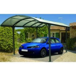 Carport 1 Voiture 14,62m² En Aluminium Et Polycarbonate 6mm ANTI-UV - Habrita -Boutique De Jardin carport 1 voiture avec toit arrondi en aluminium et polycarbonate anti uv 4