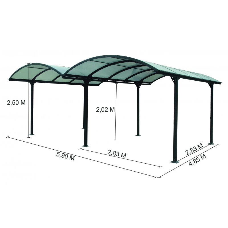 Carport 2 Voitures En Aluminium Et Polycarbonate 6mm ANTI-UV - Habrita 5 Carport 2 Voitures En Aluminium Et Polycarbonate 6mm ANTI-UV - Habrita – Image 3