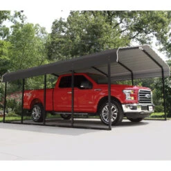 Carport à Toit En Acier Galvanisé 22,57m² Couleur Anthracite – Shelter Logic -Boutique De Jardin carport 2257m a toit en acier galvanise couleur anthracite shelter logic 2