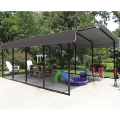 Carport à Toit En Acier Galvanisé 22,57m² Couleur Anthracite – Shelter Logic -Boutique De Jardin carport 2257m a toit en acier galvanise couleur anthracite shelter logic 3