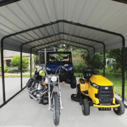 Carport à Toit En Acier Galvanisé 22,57m² Couleur Anthracite – Shelter Logic -Boutique De Jardin carport 2257m a toit en acier galvanise couleur anthracite shelter logic 5