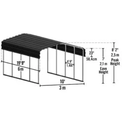 Carport à Toit En Acier Galvanisé 18,3m² Couleur Anthracite – Shelter Logic -Boutique De Jardin carport a toit en acier galvanise 183m couleur anthracite shelter logic 3