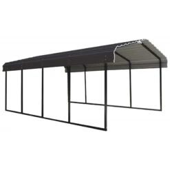Carport à Toit En Acier Galvanisé 18,3m² Couleur Anthracite – Shelter Logic -Boutique De Jardin carport a toit en acier galvanise 183m couleur anthracite shelter logic 4