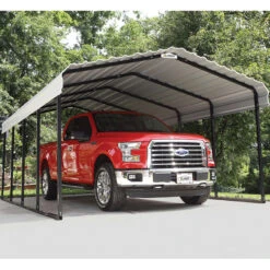 Carport à Toit En Acier Galvanisé 22,57m² Couleur Beige – Shelter Logic -Boutique De Jardin carport a toit en acier galvanise 2257m couleur beige shelter logic 1 3