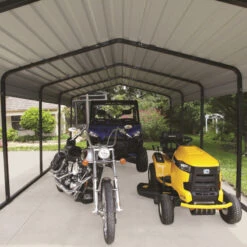 Carport à Toit En Acier Galvanisé 22,57m² Couleur Beige – Shelter Logic -Boutique De Jardin carport a toit en acier galvanise 2257m couleur beige shelter logic 1 4