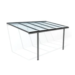 Carport Adossé 300x500cm En Aluminium Blanc H280cm Avec 2 Poteaux MARBELLA - GardenGate