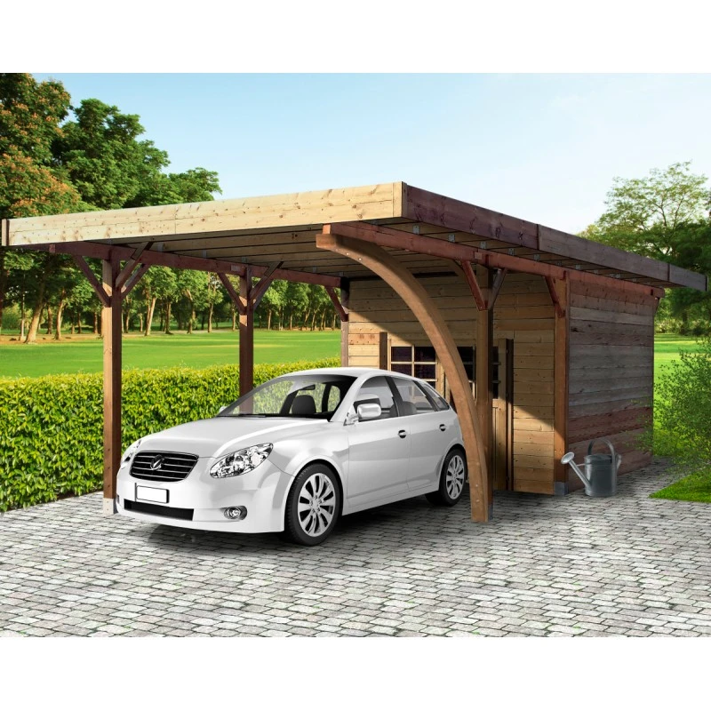 Carport Configuré 7x4x2,5m En Bois Traité Autoclave - SOLID 3 Carport Configuré 7x4x2,5m En Bois Traité Autoclave - SOLID