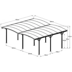 Carport Double En Aluminium Anthracite Et Polycarbonate 6mm X-METAL 9 Carport Double En Aluminium Anthracite Et Polycarbonate 6mm X-METAL -Boutique De Jardin carport double en aluminium anthracite et polycarbonate 6mm x metal 1