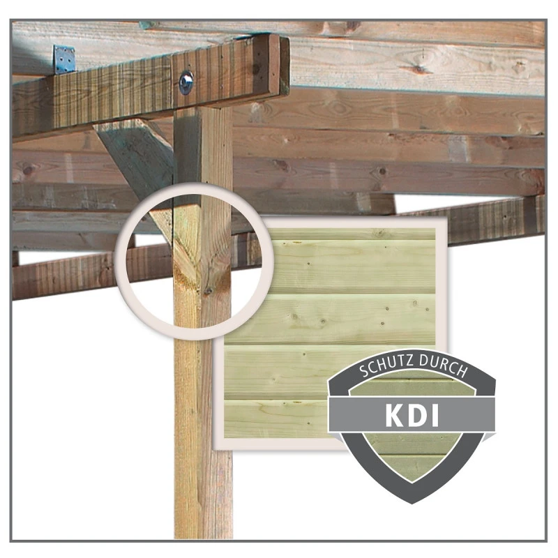 Carport Double En Bois Autoclave 28,3m², Toit En Acier Et Deux Poteaux En Arc – KARIBU 5 Carport Double En Bois Autoclave 28,3m², Toit En Acier Et Deux Poteaux En Arc – KARIBU – Image 3