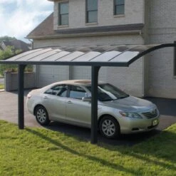 Carport En Alu Gris Et Polycarbonate Arizona Breeze 5000 - Palram - Canopia -Boutique De Jardin carport en alu anthracite et polycarbonate arizona breeze 5000 palram 1 5
