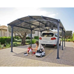 Carport En Alu Gris Et Polycarbonate 1 Voiture 23,3m² Arcadia™ 6400 – Canopia -Boutique De Jardin carport en alu gris et polycarbonate 1 voiture 233m arcadia 6400 canopia 3