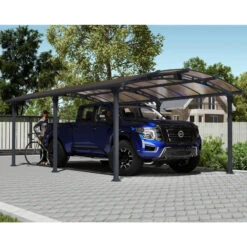 Carport En Alu Gris Et Polycarbonate 1 Voiture 23,3m² Arcadia™ 6400 – Canopia -Boutique De Jardin carport en alu gris et polycarbonate 1 voiture 233m arcadia 6400 canopia 4