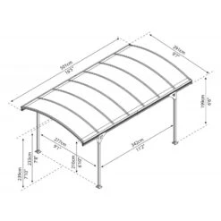 Carport En Alu Gris Et Polycarbonate Bronze 1 Voiture 14,6m² Victoria 5000 - Canopia By Palram -Boutique De Jardin carport en alu gris et polycarbonate bronze 1 voiture 146m victoria 5000 canopia by palram 3