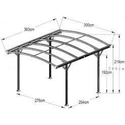 Carport En Aluminium Anthracite 3x3,63m Et Polycarbonate 6mm X-METAL -Boutique De Jardin carport en aluminium anthracite 3x363m et polycarbonate 6mm x metal 4