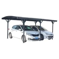 Carport En Aluminium Anthracite 3x5,76m Et Polycarbonate 6mm X-METAL -Boutique De Jardin carport en aluminium anthracite 3x576m et polycarbonate 6mm x metal 2