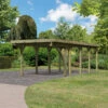 Carport En Bois Autoclave 26,9m² Avec Poteau En Arc Et Toit En PVC Gris – KARIBU -Boutique De Jardin carport en bois autoclave 269m avec poteau en arc et toit en pvc gris karibu