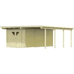 Carport En Bois Autoclave 30,35m² Avec Débarras 14,4m² - Karibu -Boutique De Jardin carport en bois autoclave 3035m avec debarras 144m karibu 4