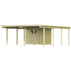 Carport En Bois Autoclave 30,35m² Avec Petit Débarras - Karibu 10 Carport En Bois Autoclave 30,35m² Avec Petit Débarras - Karibu -Boutique De Jardin carport en bois autoclave 3035m avec petit debarras karibu 2