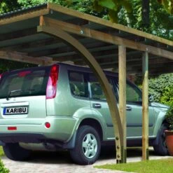 Carport En Pin Autoclave Avec Toit PVC 20,5m² + 2 Arcs D'entrée - Karibu -Boutique De Jardin carport en pin autoclave avec toit pvc 205m 2 arcs d entree karibu 1