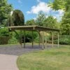 Carport En Pin Autoclave Avec Toit PVC 20,5m² + 2 Arcs D'entrée - Karibu -Boutique De Jardin carport en pin autoclave avec toit pvc 205m 2 arcs d entree karibu