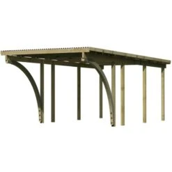 Carport En Pin Autoclave Avec Toit PVC 20,5m² + 2 Arcs D'entrée - Karibu -Boutique De Jardin carport en pin autoclave avec toit pvc 205m 2 arcs d entree karibu 2