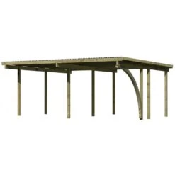 Carport En Pin Autoclave Avec Toit PVC 27,58m² + 1 Arc D'entrée Karibu -Boutique De Jardin carport en pin autoclave avec toit pvc 2758m 1 arc d entree karibu 2