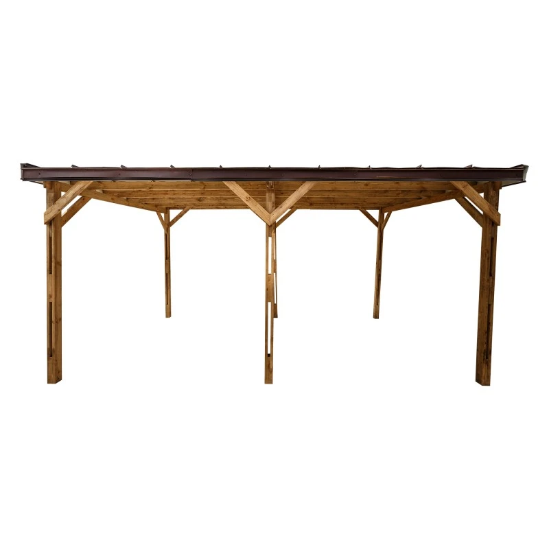 Carport Monopente En Bois 15,6m² Traité Marron - Gardy Shelter 4 Carport Monopente En Bois 15,6m² Traité Marron - Gardy Shelter – Image 2