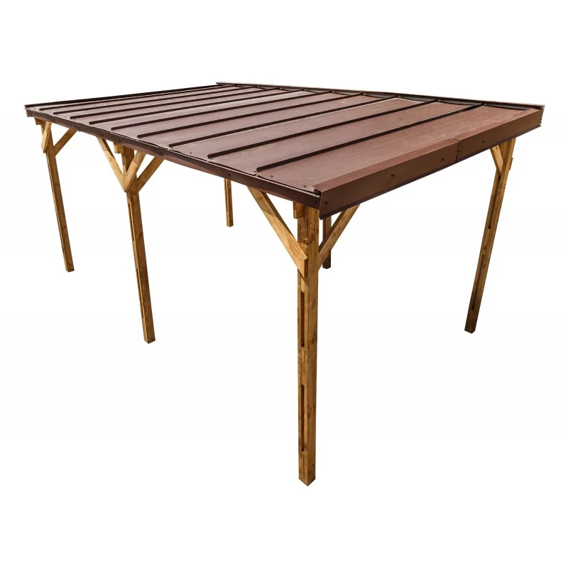 Carport Monopente En Bois 15,6m² Traité Marron - Gardy Shelter 3 Carport Monopente En Bois 15,6m² Traité Marron - Gardy Shelter