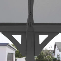 Carport Monopente HELSINKI En Aluminium Anthracite Et Polycarbonate 503x305cm - Westmann -Boutique De Jardin carport monopente helsinki en aluminium anthracite et polycarbonate 503x305cm westmann 4