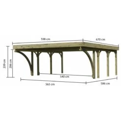 Carport Pin Autoclave 40,2m² Classic Double 2 + Toit Acier + 2 Arcs Karibu -Boutique De Jardin carport pin autoclave 402m classic double 2 toit acier 2 arcs karibu 1