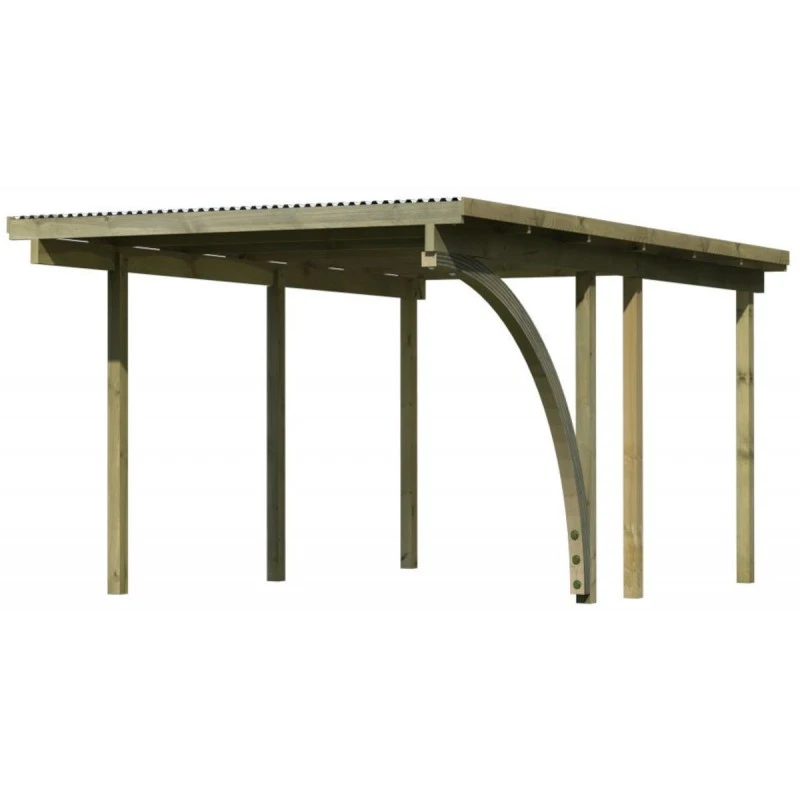 Carport Simple En Bois Autoclave Avec Toit PVC Et 1 Arc D'entrée 14,9m² - 304x490cm - Karibu 5 Carport Simple En Bois Autoclave Avec Toit PVC Et 1 Arc D'entrée 14,9m² - 304x490cm - Karibu – Image 3