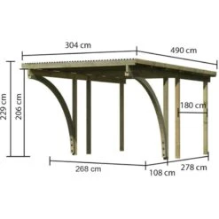 Carport Simple En Bois Autoclave Avec Toit PVC Et 2 Arcs D'entrée 14,9m² - 304x490cm - Karibu 10 Carport Simple En Bois Autoclave Avec Toit PVC Et 2 Arcs D'entrée 14,9m² - 304x490cm - Karibu -Boutique De Jardin carport simple en bois autoclave avec toit pvc et 2 arcs d entree 149m 304x490cm karibu 2