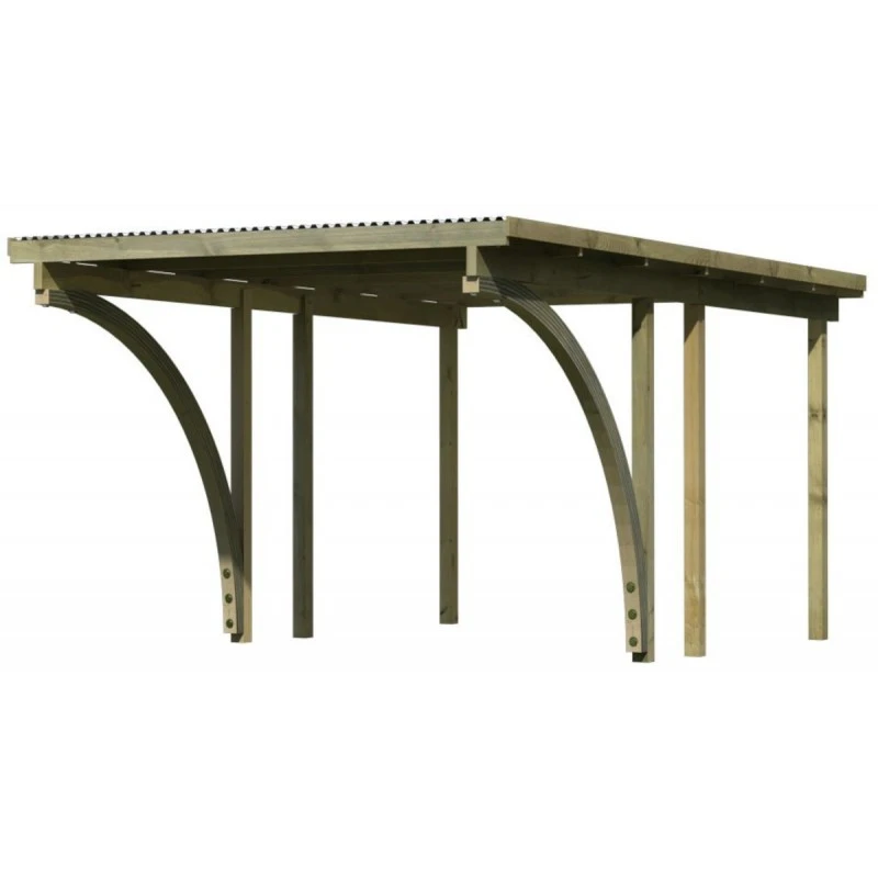 Carport Simple En Bois Autoclave Avec Toit PVC Et 2 Arcs D'entrée 14,9m² - 304x490cm - Karibu 6 Carport Simple En Bois Autoclave Avec Toit PVC Et 2 Arcs D'entrée 14,9m² - 304x490cm - Karibu – Image 4