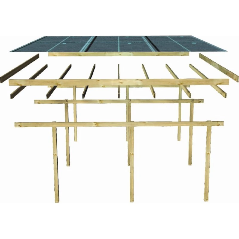 Carport Simple En Bois Autoclave Avec Toit PVC Et 2 Arcs D'entrée 14,9m² - 304x490cm - Karibu 7 Carport Simple En Bois Autoclave Avec Toit PVC Et 2 Arcs D'entrée 14,9m² - 304x490cm - Karibu – Image 5